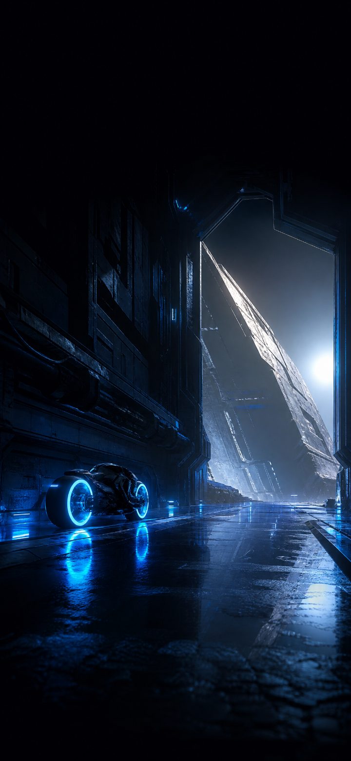 Neon Hoverbike In Shipyard