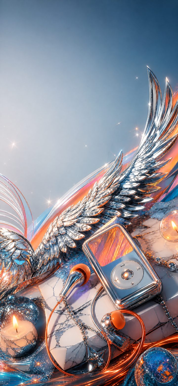 Chrome Wings On Silver Blue