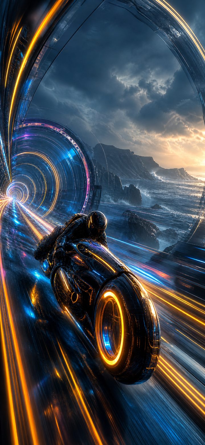 Neon Motorcycle Tunnel
