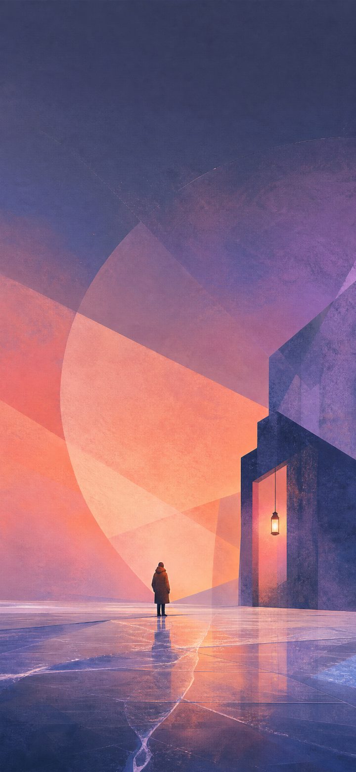 Solitary Figure In Abstract Landscape