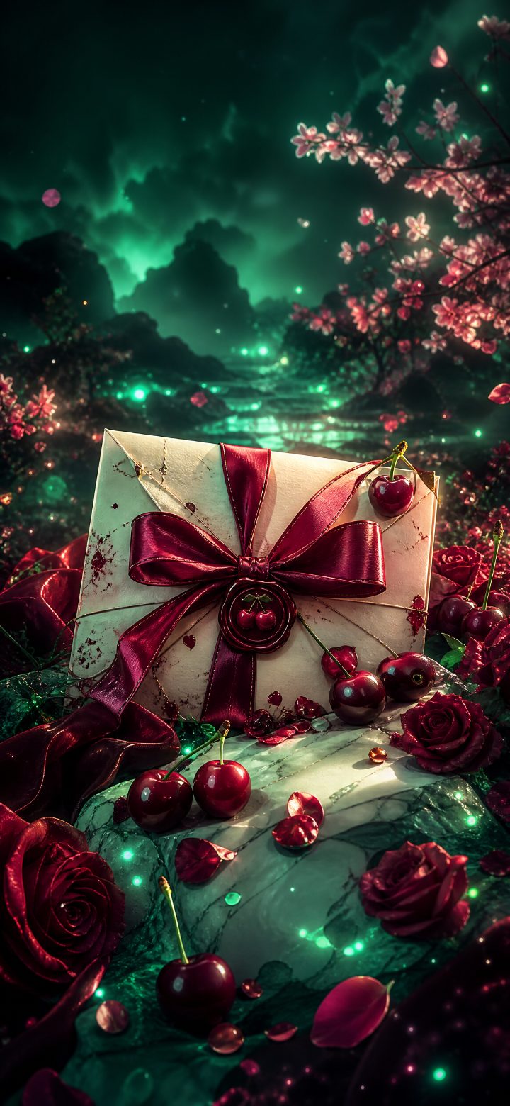 Emerald Cherry Ribbon Letter