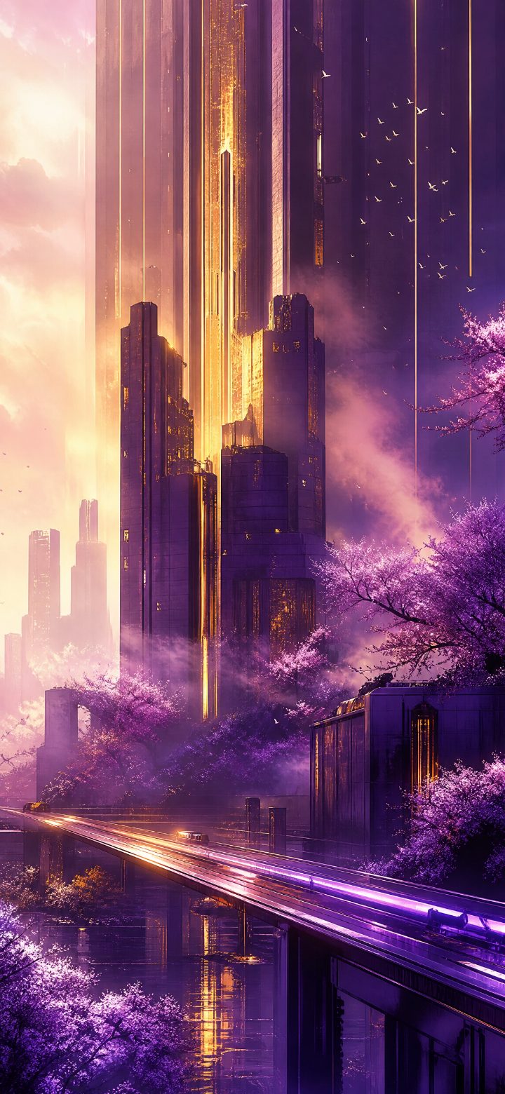 Purple Cyberpunk City