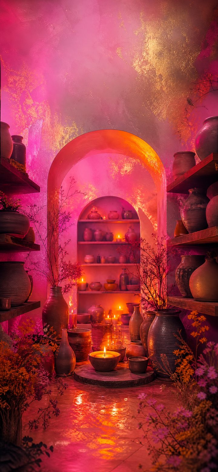 Neon Pink Candlelit Pantry