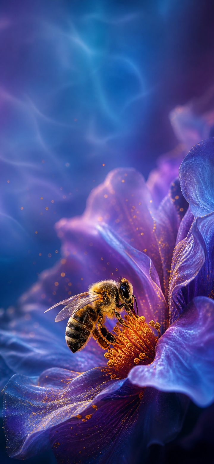 Elegant Bee On Violet Petals